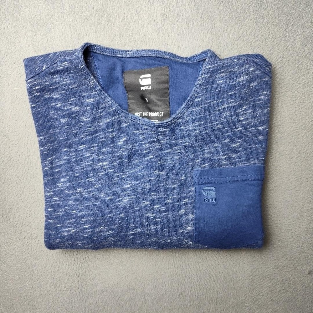 G-Star RAW Sweater Mens Small Blue Xauri Pocket Knit Pullover Long Sleeve Casual